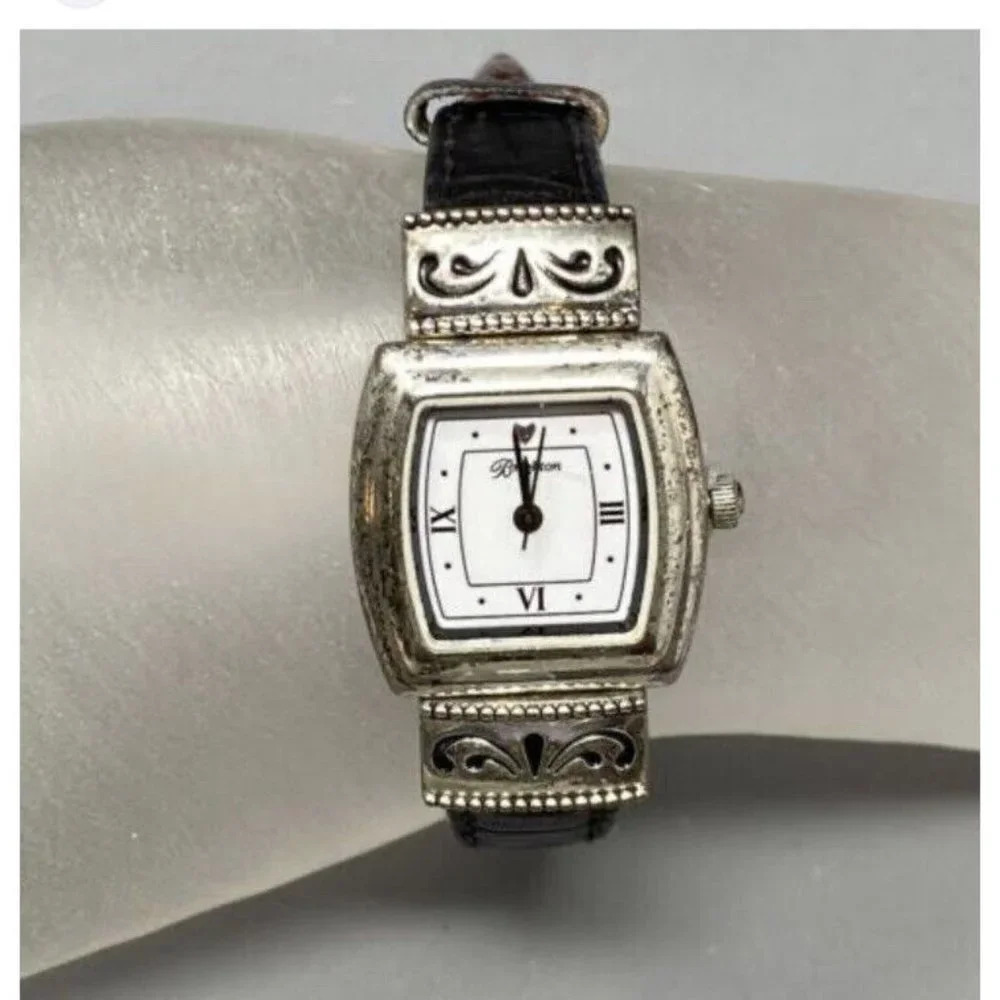 Ladies BRIGHTON Waterford Silver Plated Reversible Black/Red Band Watch